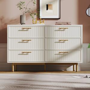 Credenza Moderna con 6 Cassetti, Sideboard Elegante per Camera da Letto e Spazi Abitativi, Bianco