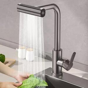 Rubinetto da cucina - Rubinetto estraibile - Orientabile a 360° - Miscelatore monocomando caldo/freddo - Installazione a foro singolo - Acciaio inossidabile - Grigio canna di fucile