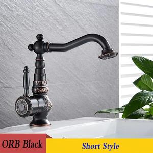 Miscelatore per lavabo - Modello corto - Monoforo - Miscelatore monocomando - Orientabile a 360° - Valvola in Vetroceramica - Ottone - Bronzo lucidato a olio (ORB)