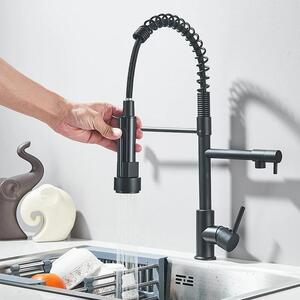 Rubinetto da cucina - A scomparsa - 1 bocca - Monocomando, monoforo - Bocca orientabile a 360° - Acqua calda/fredda - Ottone lucido - Oro