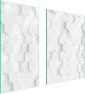 Piastre copriforno 2 pezzi 75x52 Coperchio per piano cottura in Vetroceramica tagliere in vetro modello bianco