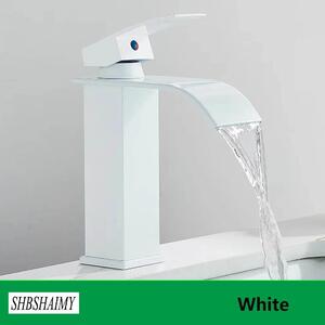 Rubinetto per lavabo da bagno - Rubinetto monoforo - Miscelatore caldo/freddo - Monocomando - Cartuccia in Vetroceramica - Corpo in ottone - Montaggio a vista - Bianco
