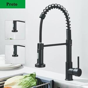Rubinetto da cucina - Rubinetto da cucina estraibile - 1 bocca - Bocca orientabile a 360° - Monocomando, montaggio monoforo - Acqua calda/fredda - Cartuccia in Vetroceramica - Nero