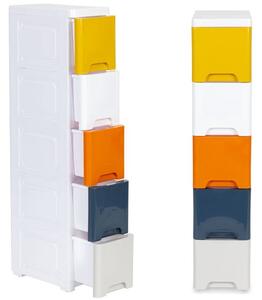 Scaffale con 5 cassetti in diversi colori