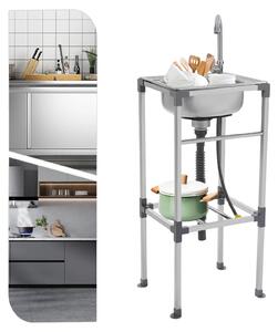 Lavello da cucina a incasso, acciaio inossidabile, rubinetto per acqua calda e fredda, 42*37*83 cm, capacità 60 kg, peso 2,5 kg