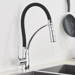Rubinetto da cucina - Miscelatore monocomando - Montaggio a incasso su piano, orientabile a 360°, acqua calda/fredda, ottone, cartuccia in Vetroceramica - Cromo