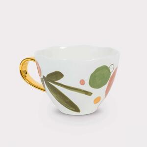 Good Morning - Tazza Decorata A Fiori Con Piattino