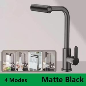 Rubinetto da cucina - Rubinetto estraibile per lavello - Orientabile a 360° - Miscelatore caldo/freddo - Due tipi di getto (spruzzo/perlatore) - Cartuccia in Vetroceramica - Acciaio inossidabile - Nero opaco