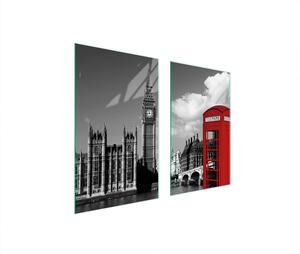 Piastre copriforno 2 pezzi 75x52 Copriforno in Vetroceramica tagliere in vetro London Big Ben
