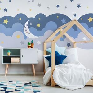 Adesivo murale Scandinavo Nuvole con stelle e luna - Ambiance