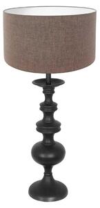 Anne Lighting - lampada da tavolo - Lyons - nero - legno lino - Ø 40cm - E27 - 3486ZW