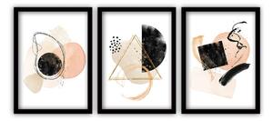Set di 3 dipinti in cornice nera Geometria, 35 x 45 cm - Vavien Artwork