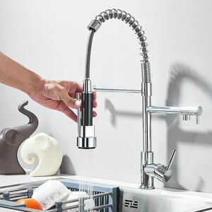 Rubinetto da cucina - Rubinetto estraibile per lavello - Bocca orientabile a 360° - Miscelatore monocomando - Montaggio a incasso a 1 foro - Cartuccia in Vetroceramica - Corpo in ottone - Cromo