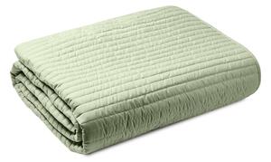 Copriletto trapuntato verde per letto matrimoniale 220x230 cm Quilted Lines - Bianca