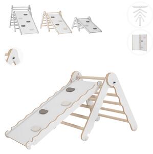 Struttura di arrampicata per interni MAMOI®, triangolo di arrampicata con scivolo in legno, torre di arrampicata con tavola di scivolo, scivolo per bambini ad arco di arrampicata, frusta arcobaleno