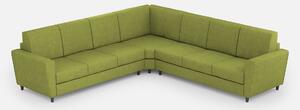 Divano Yasel 3 posti (tre sedute da 60cm) + angolo + divano 3 posti (tre sedute da 60cm) misure esterne L.288x288 - Verde