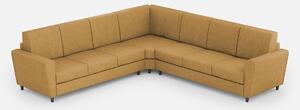 Divano Yasel 3 posti (tre sedute da 60cm) + angolo + divano 3 posti (tre sedute da 60cm) misure esterne L.288x288 - Ocra