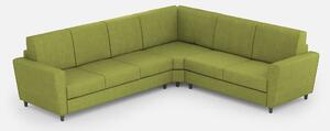 Divano Yasel 3 posti (tre sedute da 60cm) + angolo + divano 2 posti( due sedute da 60cm) misure esterne L.288x228 - Verde
