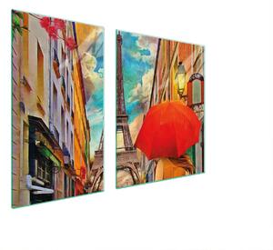 Piastre copriforno 2 pezzi 100x52 Vetroceramica copriforno tagliere in vetro Parigi Colorato