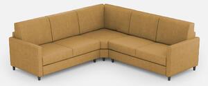 Divano Karay 2 posti (due sedute da 60cm)+ angolo + divano 2 posti (due sedute da 60cm) misure esterne L.221x221 - Ocra