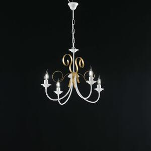 Lampadario Provenzale Candelabro 5 Luci Ferro Battuto Nero e Rame Serie  Alma