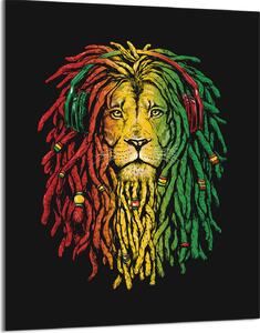 Piastra copriforno 40x52 Coperchio per piano cottura in Vetroceramica Paraspruzzi Piatto in vetro Tagliere decorativo, Lion Rasta