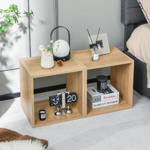 Costway Set di 2 organizzatori a cubo da pavimento, 2 cubi modulari fai da te per il soggiorno lo studio Legno naturale