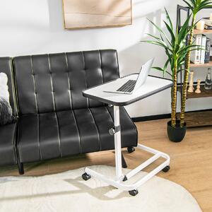 Costway Tavolino con ruote piroettanti altezza regolabile a 9 posizioni piano inclinabile, Tavolino porta PC 61x43,5x93cm Bianco
