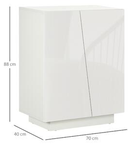 HOMCOM Mobiletto Multiuso in Truciolato Bianco a 3 Livelli con Ripiano Regolabile su 3 Livelli, 70x40x88 cm