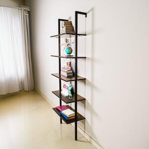 Komo - Libreria a muro con 5 ripiani in stile industriale, 60x30xH185 cm