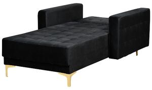 Chaise longue in tessuto trapuntato in velluto nero Soggiorno moderno Divano reclinabile Gambe dorate Bracci a binario Beliani