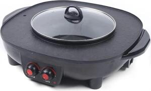 Pentola elettrica e grill - Grill da tavolo coreano - 2100 W - Rivestimento antiaderente - 220 V - Per più di 5 persone - Nero