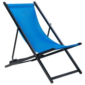 Sedia a sdraio pieghevole e reclinabile per esterno blu e nero piscina terrazzo giardino Beliani