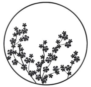Moderna decorazione floreale in metallo nero con cornice rotonda ⌀ 70 cm arte moderna accessorio industriale Beliani