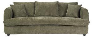 Divano sfoderabile design a fagiolo 3-4 posti in tessuto effetto velluto testurizzato verde kaki SACHA