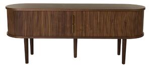 Mobile TV vintage in legno scuro noce con contenitori 2 porte scorrevoli L138 cm EPIC