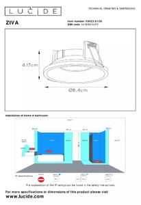 Lucide Faretto da incasso struttura in alluminio rotonda per bagno dal design moderno Ziva Alluminio Nero GU10 5W 1 Lampadina