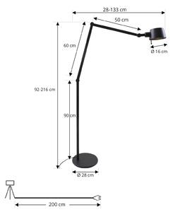 Lucande, lampada da terra Silka, altezza 216 cm, nero, metallo