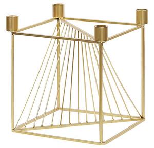 Portacandele in metallo dorato 23 cm Cubico Accessorio per la casa Decorazione glamour Beliani