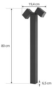 Lampione Lindby Othil, a 2 luci, 80 cm, grigio, alluminio
