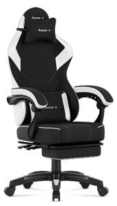 Sedia da gioco Huzaro Force 3.7 bianca, schienale regolabile, cuscino lombare e cervicale, poggiapiedi, braccioli morbidi, rotelle silenziose