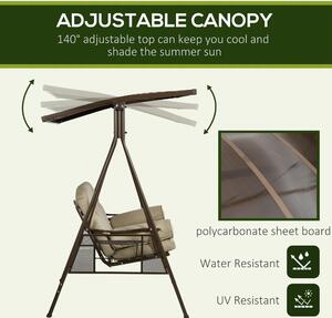 Outsunny Dondolo Da Giardino 2 Posti Beige - Con Tetto Parasole E Sedute Indipendenti - Foto 8