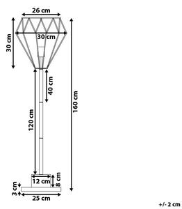 Lampada da Terra Ottone Metallo 160 cm Gabbia Geometrica Paralume Industriale Luce Beliani