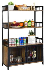 Costway Scaffale con 3 livelli per pasticceria, Scaffale industriale per forno e microonde per cucina e bar Marrone