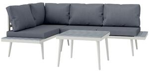 Outsunny Salotto da Giardino con 2 Divani con Cuscini, Schienale Regolabile a 5 Livelli e Tavolino a Doghe, Grigio