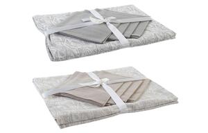 Tovaglia e tovaglioli DKD Home Decor Beige Cotone Bianco (150 x 150 x 0.5 cm) (36 x 35 x 0,5 cm) (2 pezzi)