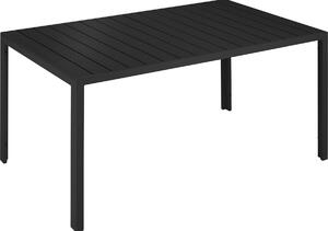 Tectake 404401 tavolo da giardino bianca in alluminio, piedi regolabili in altezza, 150 x 90 x 74,5 cm - nero/nero