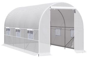 Outsunny Serra da Giardino a Tunnel 4x2x2m con Porta e 6 Finestre Avvolgibili Anti-Raggi UV, Serra per Orto in Polietilene, Verde, | Aosom Italy