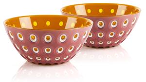 Set due Ciotole contenitore le murrine 12xh 5,6 cm - 300 cc Le Murrine Smeraldo/Bianco/Rosso