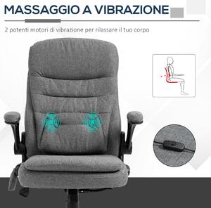 Vinsetto Poltrona da Ufficio Massaggiante ad Altezza Regolabile, 68.5x72x109-119cm, Grigia